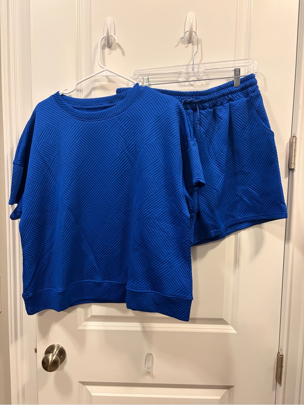 Blue Textured Two-Piece Lounge Set